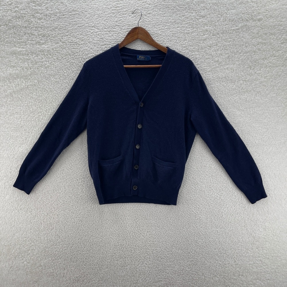 Polo Ralph Lauren Sweater Mens M Merino Wool Cardigan Elbow Patch Preppy Luxury